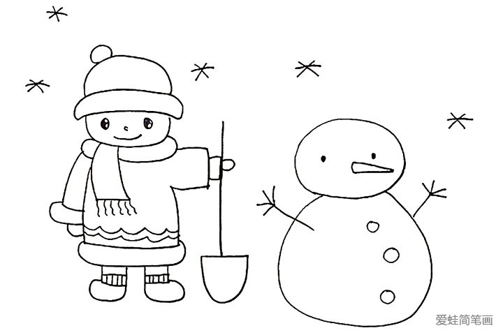 堆雪人画简单图片
