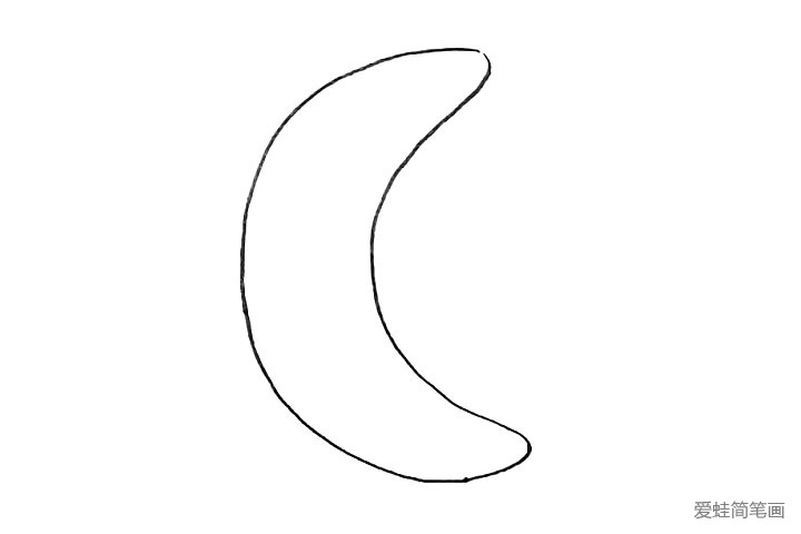 2.再画一个字母C，勾勒出一个弯弯的月亮。