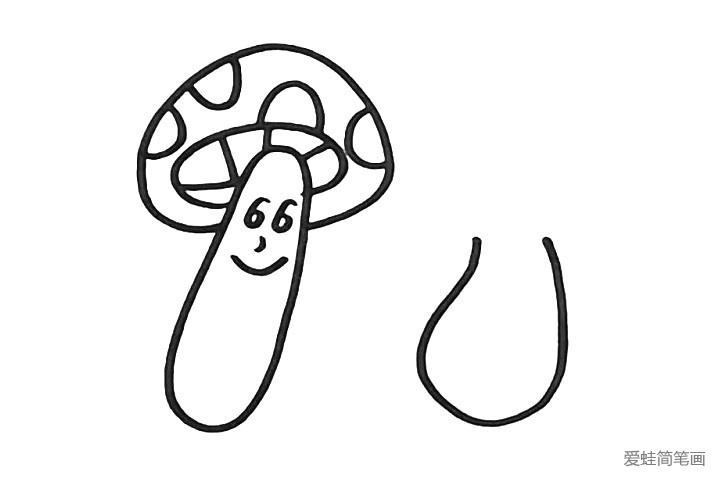 7.再画另一棵小蘑菇.同样先画出它的身体。