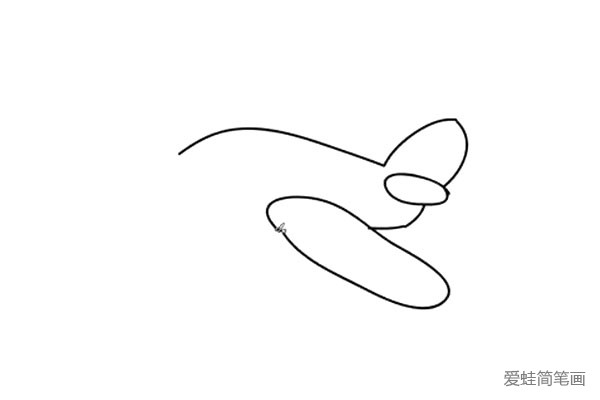 2.画它像小鸟翅膀一样的大机翼。要稍微倾斜一点，这样比较有动感。
