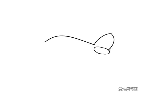 1.机身是一条长长的弧线，小机翼我们画一个小小的椭圆儿。