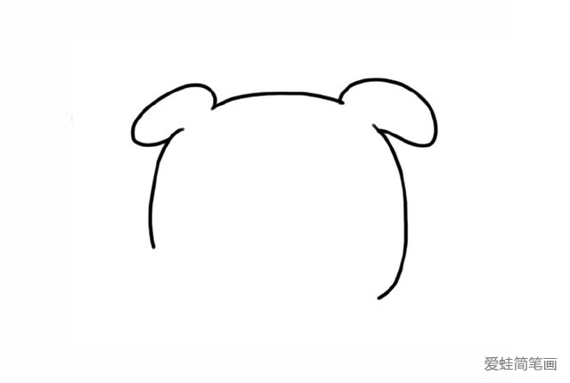 1.首先画出小猪的脑袋和耳朵。