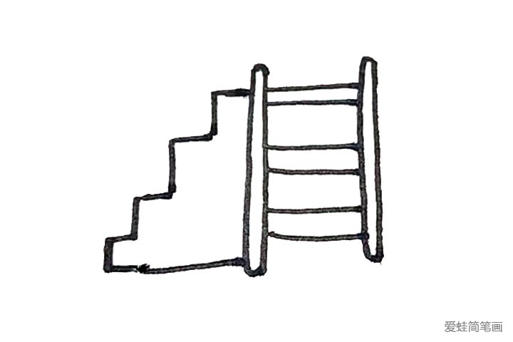 第五步：中间用小折线连接起来形成阶梯。