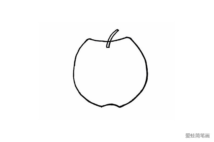2.接下来我们再画出苹果的果柄，是不是好像一个吸管分分钟都能出水似的呢？