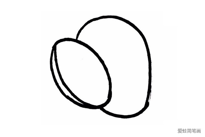 3.在切开一半的猕猴桃后面，还可以再画上一个椭圆形，是另一个猕猴桃！
