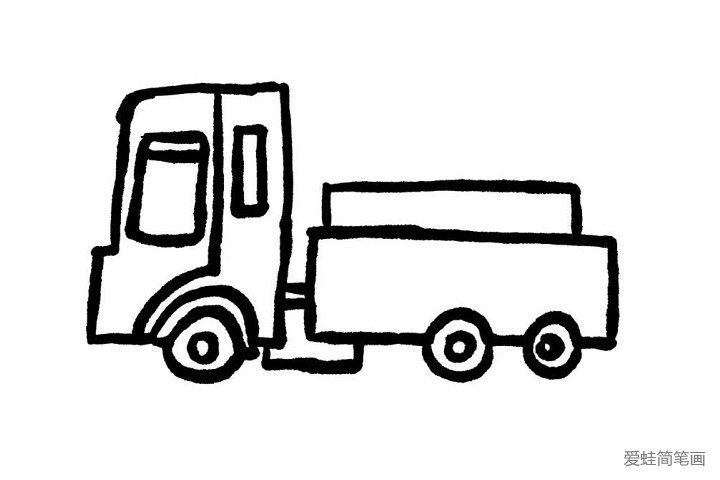 7.在小货车的车厢上画出一个小长方形，这就是小货车拉的货物哦！小可爱们是不是已经画好了呢？
