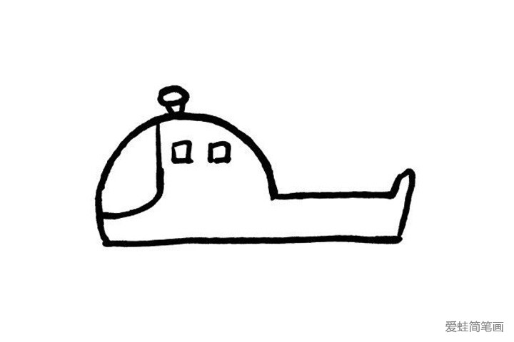 5.在直升机的头顶画出一个小圆圈，小朋友猜一猜象妈接下来要画的是什么吧？