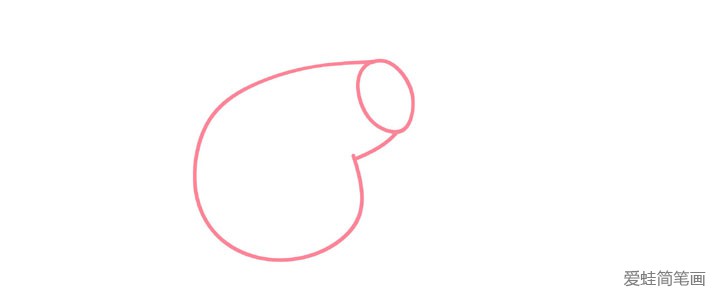 1.先画小猪佩奇的头部轮廓，像吹风机一样。