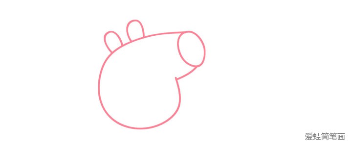 2.然后画小猪佩奇的耳朵。