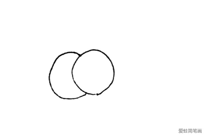 第一步：先画上两个圆形。