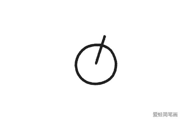 1.先画前轮，用一个圆和一根斜线，斜线从圆心往右上方画。