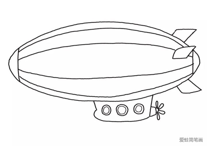 5.画飞艇气囊的装饰线条和窗户轮廓。