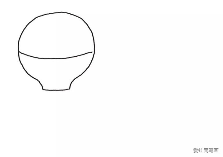 1.先画出一个圆形的热气球伞盖。
