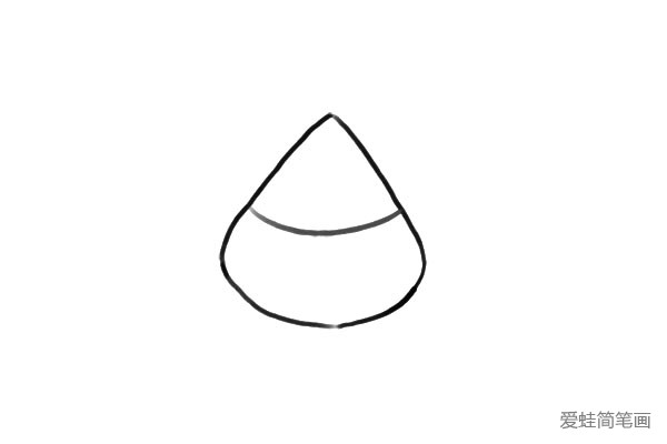 1.先画出一个三角形状作为蟹老板的身体轮廓。