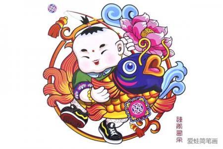 五张春节中国福娃插画图片