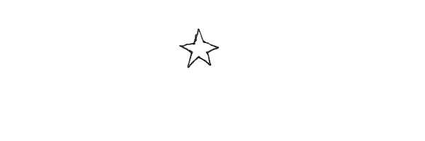 第一步：先画上一个五角星作为顶上的装饰。