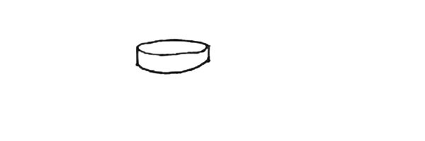 第二步：下面画上两条短线，用弧线连接起来形成盖子。