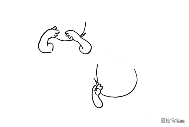 2.左上角的开始画两个手在脸的大概在嘴巴的位置，然后画右半边脸部分。右下角的只要画左边一只叫到手和左边的小部分刘海。
