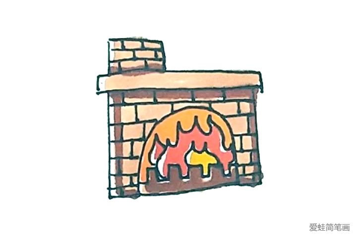 冬季取暖壁炉简笔画怎么画