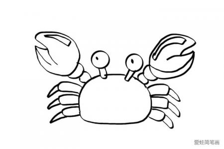8张卡通小螃蟹简笔画的画法