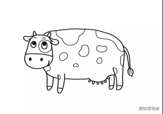 4.画上奶牛身体上的花纹。