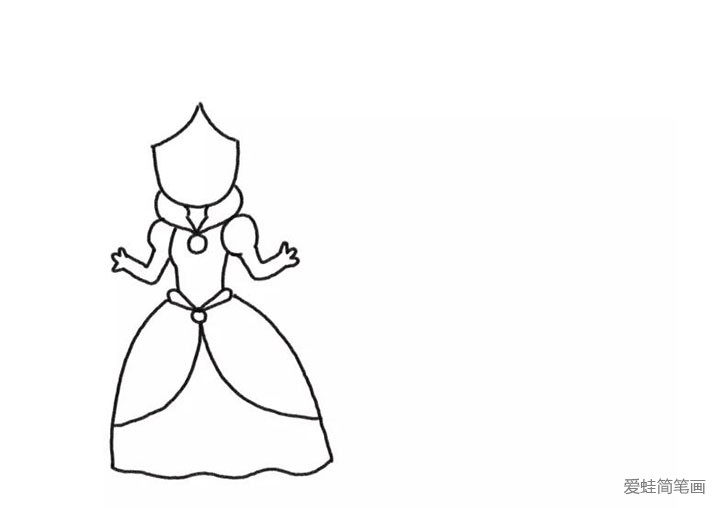 2.画公主裙和她的两只胳膊。