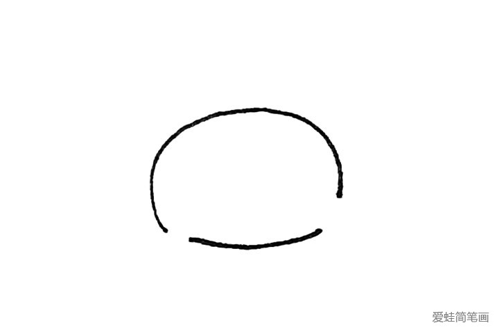 第一步：先画出一个有两个缺口的椭圆形，注意前面的缺口大一些。