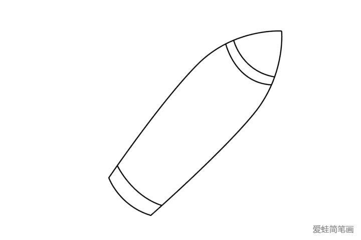 2.机身上画出火箭的头部尾部分割线。