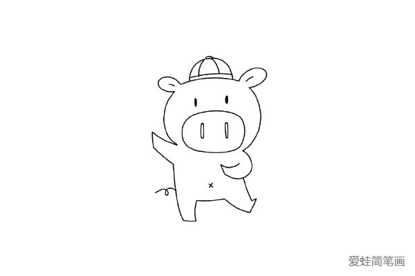 6.给小猪画上一顶帽子更加可爱。