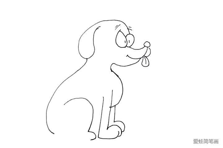 10.画一个大的弧形作为后腿， 因为小狗是坐着的。