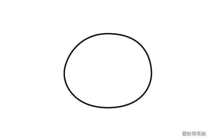 1.先画一个椭圆，作为泰迪熊的头部轮廓。