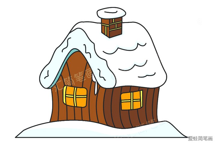 画漂亮的小雪屋