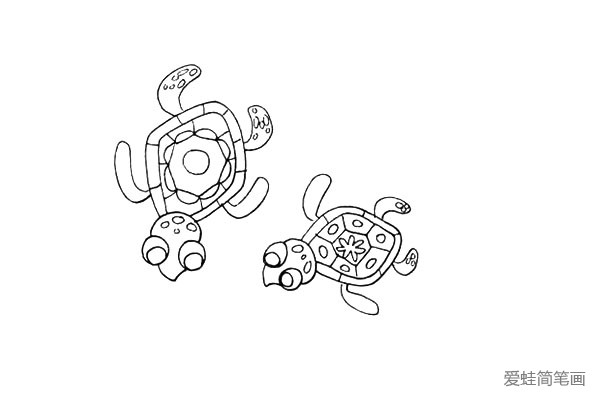 第十步.用同样的画法画出另一只可爱的小海龟。