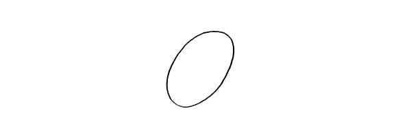 1.首先画一个倾斜的椭圆是拨浪鼓的鼓面。