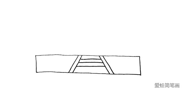 2.在长方形的中间用线条画出台阶.注意台阶的变化。