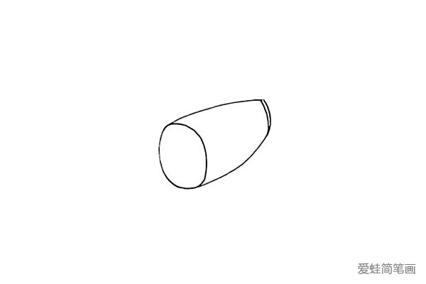 2.莲藕是一节一节的.先画出第一节.在节的位置要窄一点，