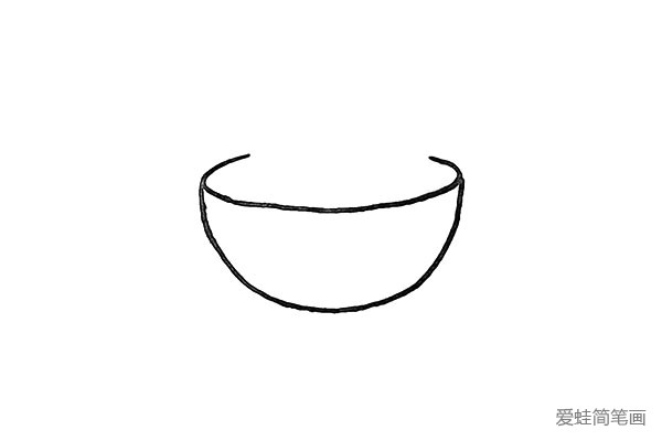 2.用曲线连接出碗檐.一侧不要封口。