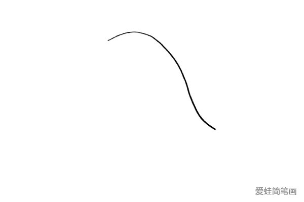 1.首先画一条弯曲的弧线.注意弧度的形状变化。