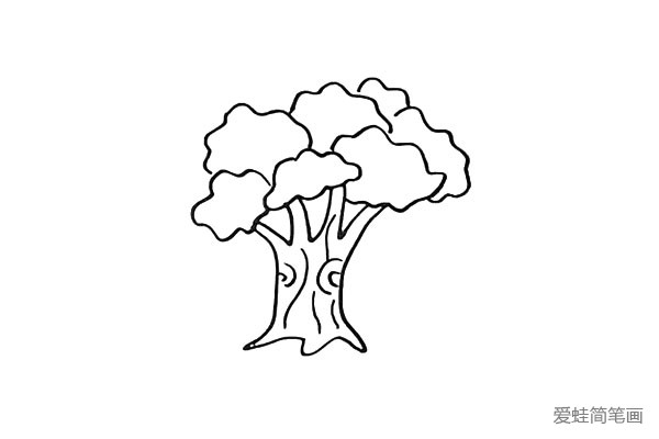 5.在树干上画出不同形状的纹理。