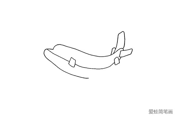 3.然后用大小不一的方块画出飞机的门和尾翼。