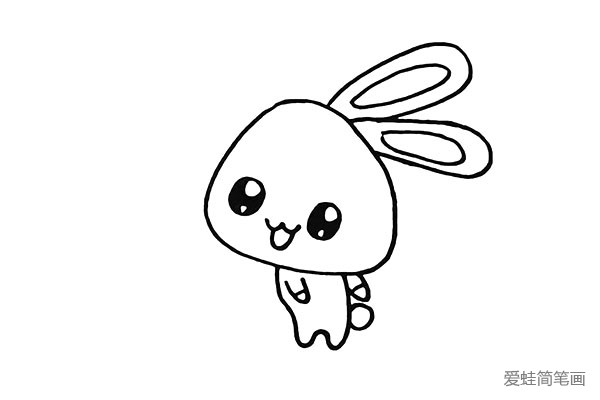 6.再来画出小兔子的手臂还有它的尾巴。