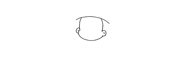 2.再来画出小梅的脸颊以及耳朵部分。