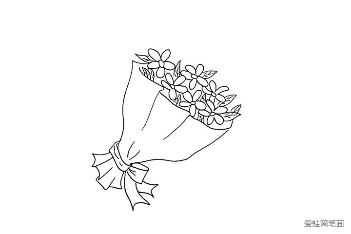 5.再画上一些叶子.还有叶子的纹理也画出来。
