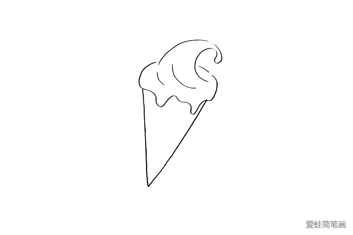 2.在字母V的上面画出冰激凌的奶油。