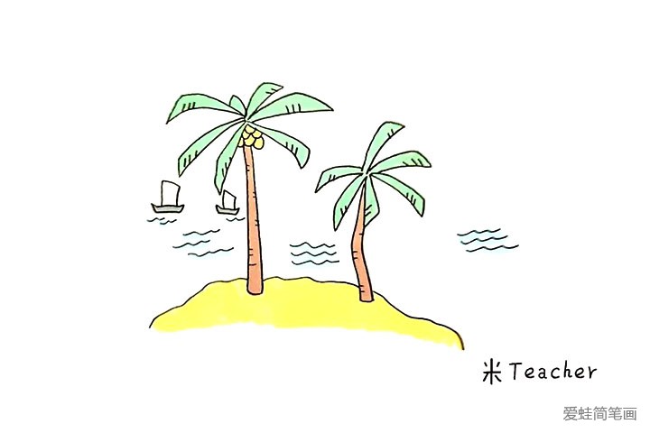 美丽的海南岛简笔画图片