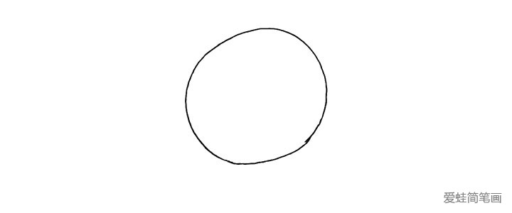 1.首先画上一个圆.是哆啦A梦的头部。