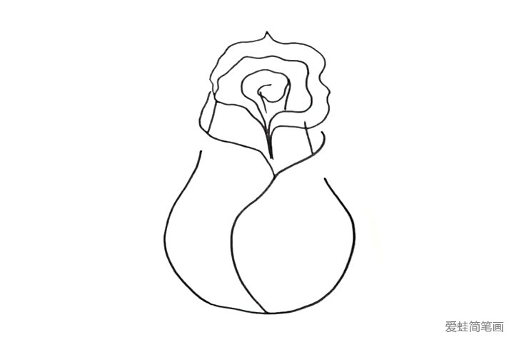 1.先画出玫瑰花的花苞。