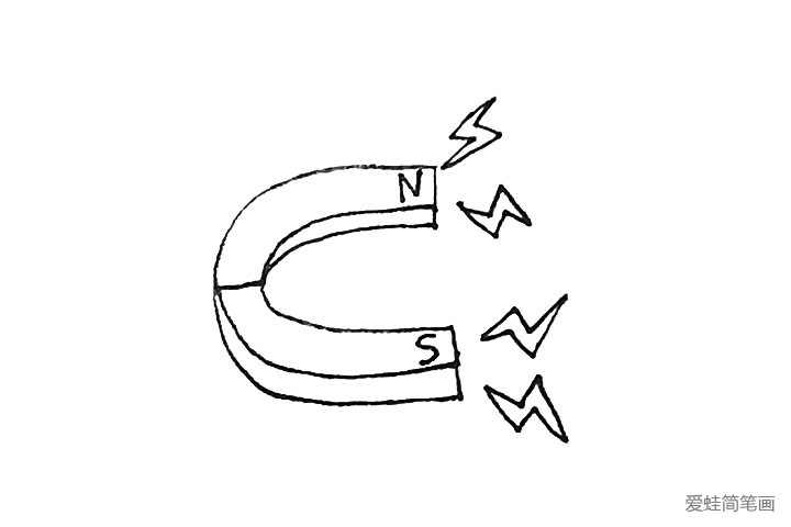 5.还能在磁铁两头画上小闪电，作为磁力的感觉。