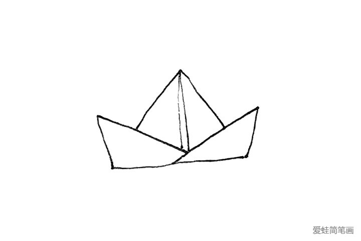 3.然后再画上一个三角形，中间画下来两条竖线。