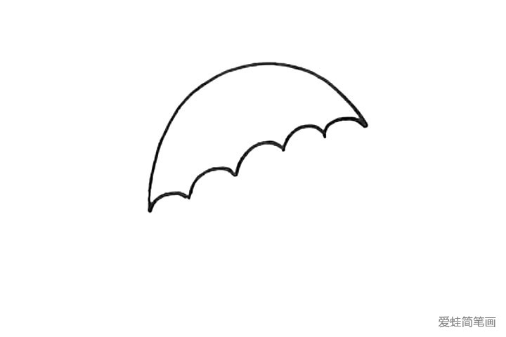 2.画波浪形伞边。